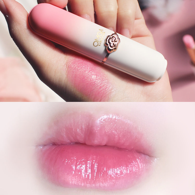 OMGA Color-Changing Lipstick, Jelly Lipstick, Moisturizing, Waterproof, Hydrating Cosmetics, Temperature-Sensitive Peach Lipstick 3g