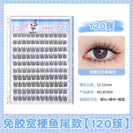 Adhesive-Free False Eyelashes: Large Pack of 10 Rows, No-Remove False Eyelashes, Individual Clusters, Upper and Lower Lashes, Beautiful Eyelashes, Makeup Set with Tweezers