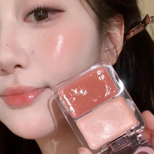 DIKALU Dual-Tone Blush Stick: All-in-One Face Highlighter and Contour for a Natural, Dewy Glow 6g