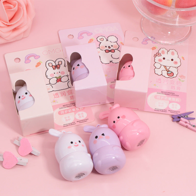 OMGA Bunny Color-Changing Lip Balm: Moisturizing, Hydrating, and Nourishing Lip Balm—Waterproof, Crack-Resistant, and Temperature-Sensitive Lipstick 3.5g