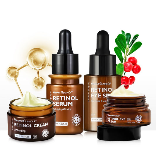 VIBRANTGLAMOUR Retinol Collection: Retinol Face Cream 30g, Retinol Eye Cream 20g, Retinol Face Serum 30ml, Retinol Eye Serum 30ml