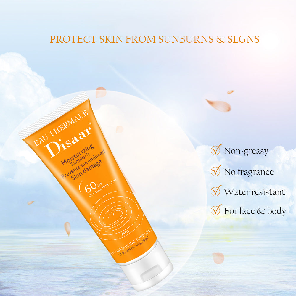 Disaar sunscreen 80ml sunb Lightweight Non-Tacky Hydrating Moisturizer for All Light Beige Types, Fast-Acting Film for Long-La