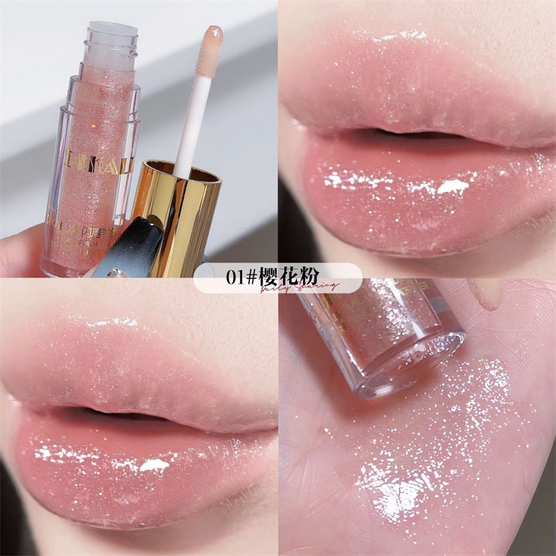 DIKALU Mini Shaved Ice Glitter Lip Gloss, Mirror-Finish Lip Gloss, Fine-Glitter Lip Gloss, Clear Lip Gloss, Dewy Lipstick