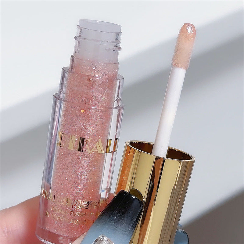 DIKALU Mini Shaved Ice Glitter Lip Gloss, Mirror-Finish Lip Gloss, Fine-Glitter Lip Gloss, Clear Lip Gloss, Dewy Lipstick