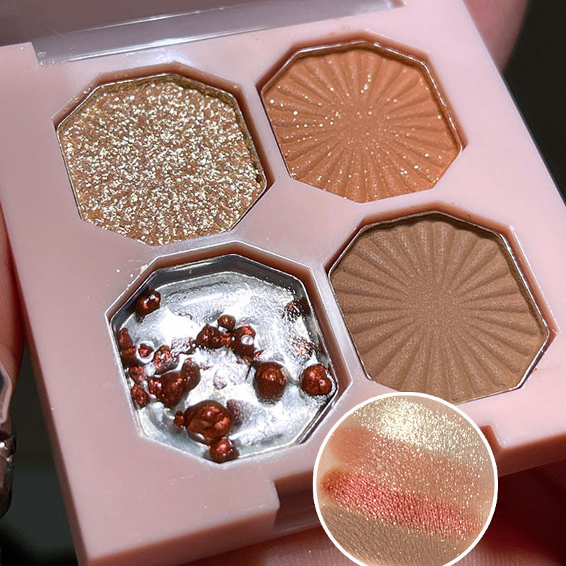 DIKALU Sparkling Gemstone 4-Color Eyeshadow Palette: Shimmer & Matte, Long-Lasting, Everyday Makeup, Affordable Eyeshadow Palette