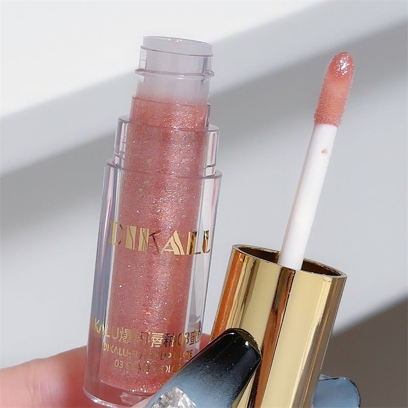 DIKALU Mini Shaved Ice Glitter Lip Gloss, Mirror-Finish Lip Gloss, Fine-Glitter Lip Gloss, Clear Lip Gloss, Dewy Lipstick