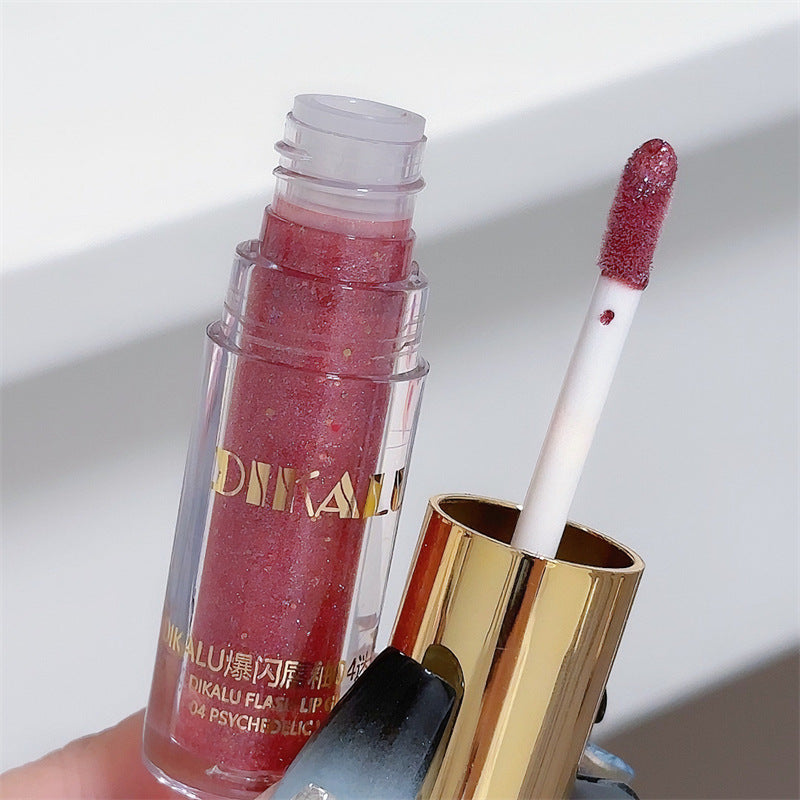 DIKALU Mini Shaved Ice Glitter Lip Gloss, Mirror-Finish Lip Gloss, Fine-Glitter Lip Gloss, Clear Lip Gloss, Dewy Lipstick