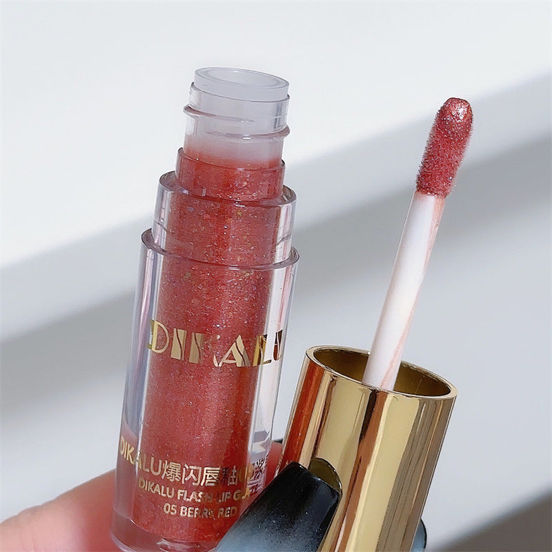 DIKALU Mini Shaved Ice Glitter Lip Gloss, Mirror-Finish Lip Gloss, Fine-Glitter Lip Gloss, Clear Lip Gloss, Dewy Lipstick