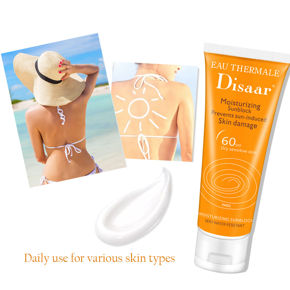 Disaar sunscreen 80ml sunb Lightweight Non-Tacky Hydrating Moisturizer for All Light Beige Types, Fast-Acting Film for Long-La