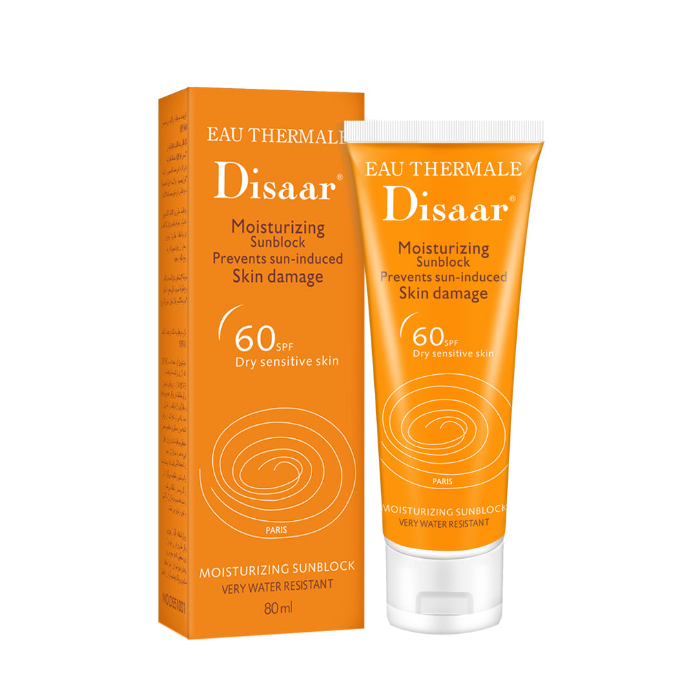 Disaar sunscreen 80ml sunb Lightweight Non-Tacky Hydrating Moisturizer for All Light Beige Types, Fast-Acting Film for Long-La