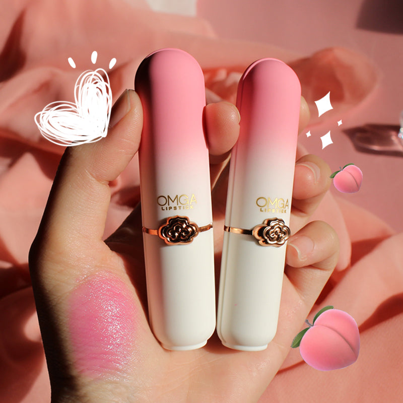 OMGA Color-Changing Lipstick, Jelly Lipstick, Moisturizing, Waterproof, Hydrating Cosmetics, Temperature-Sensitive Peach Lipstick 3g