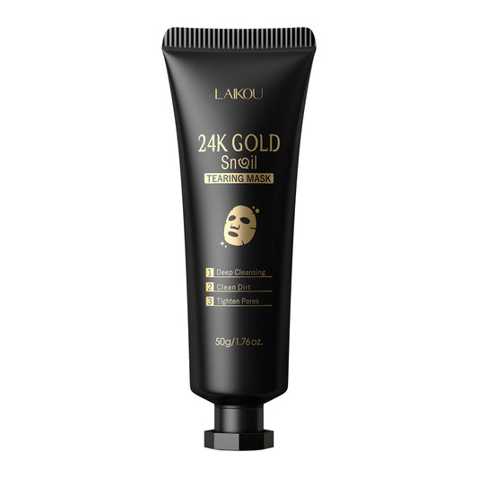 LAIKOU 24K Golden Snail Tear Off Facial Mask for Moisturizing, Cleaning And Improving Rough Skin for Men And Women 50g