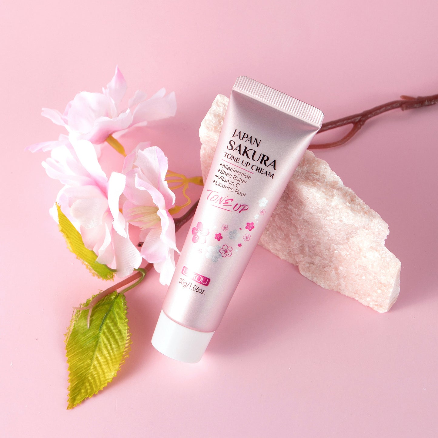 LAIKOU Sakura Tone UP Cream Even Light Beige Primer, Moisturizer Long Lasting Waterproof 1.06oz/30g