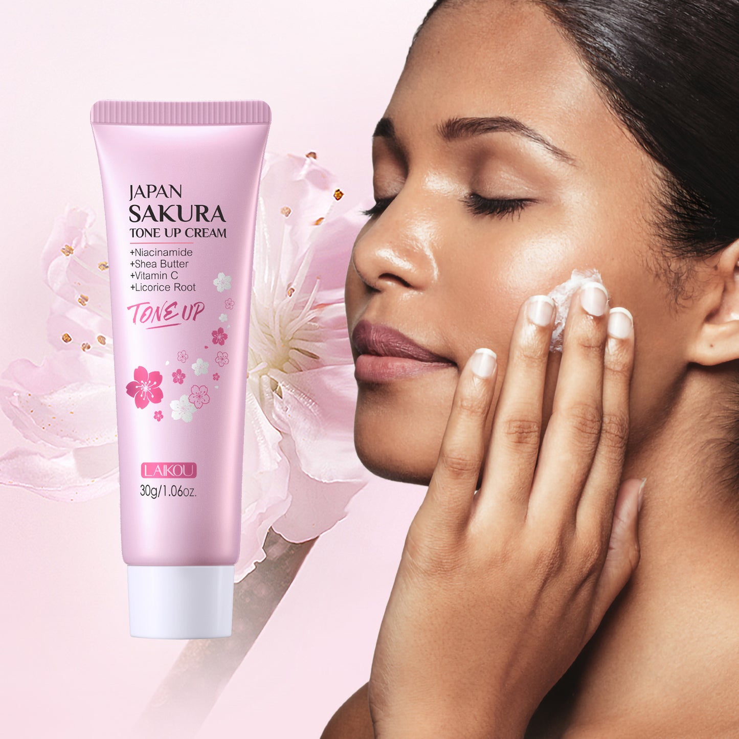 LAIKOU Sakura Tone UP Cream Even Light Beige Primer, Moisturizer Long Lasting Waterproof 1.06oz/30g