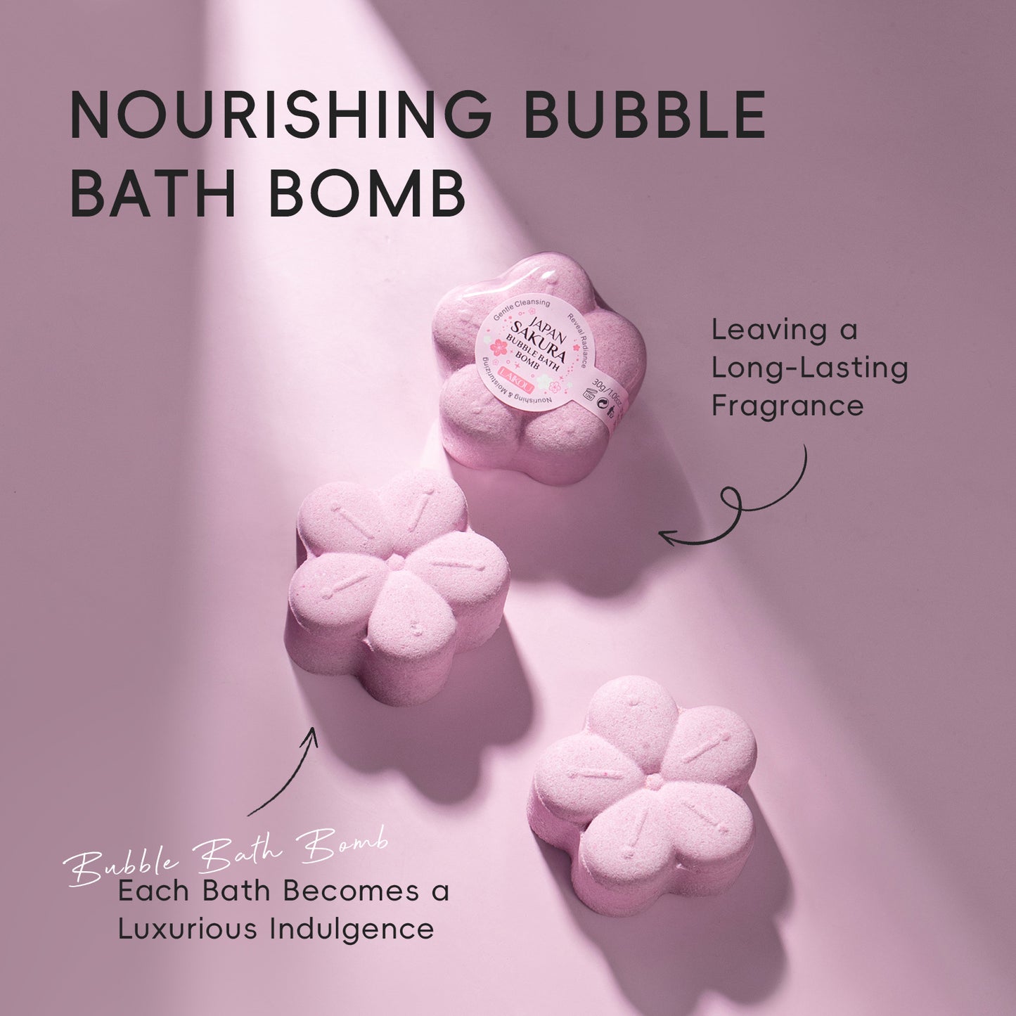 Sakura Bubble Bath Bomb 2.82oz, Gentle Cleansing Body