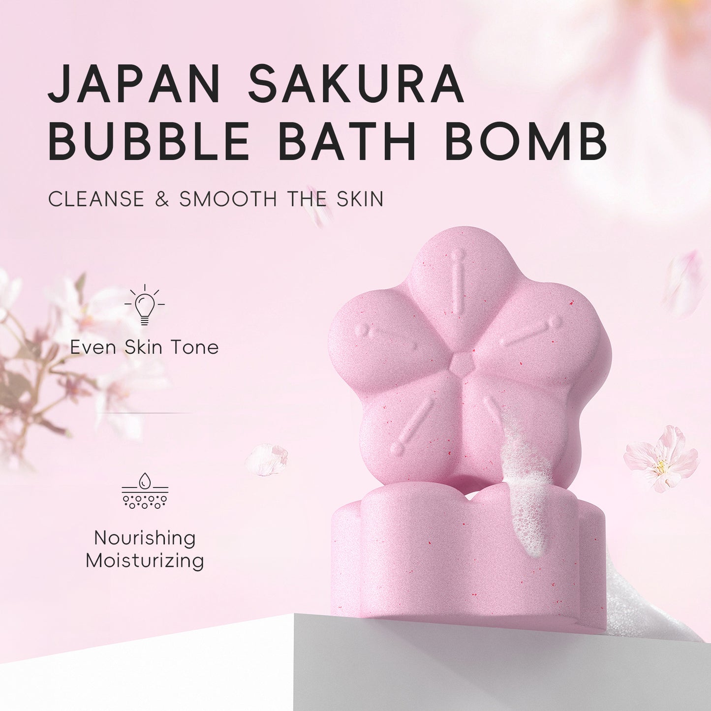 Sakura Bubble Bath Bomb 2.82oz, Gentle Cleansing Body