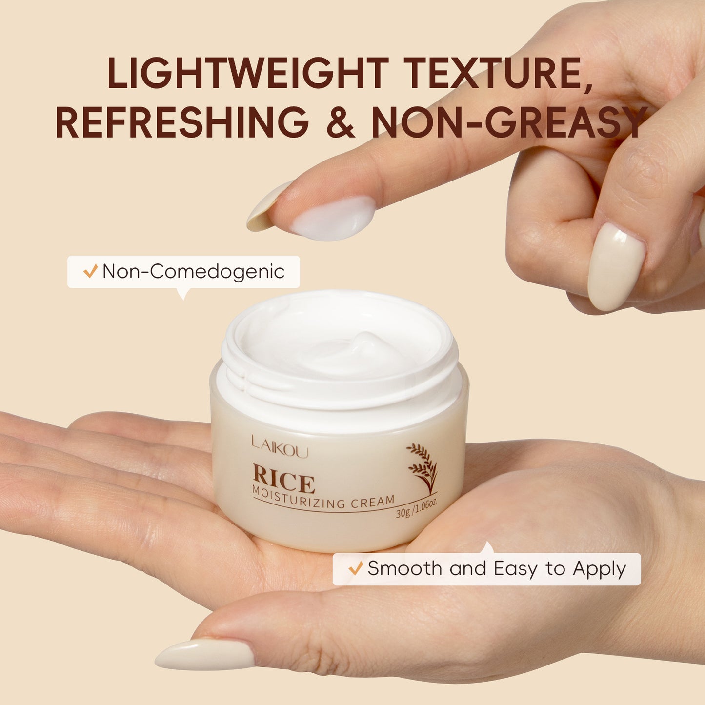 LAIKOU  Rice Cream 30g Moisturizing Cream with Plant Extracts for Facial Care