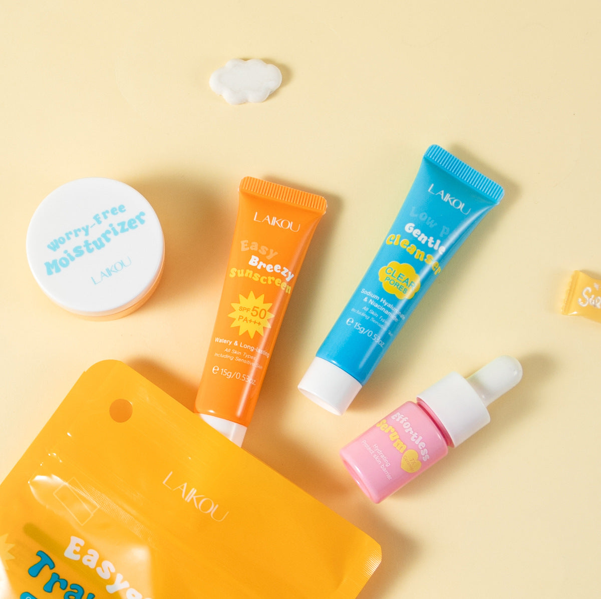 LAIKOU Ceramide Travel Set: 4-Piece Mini Skincare Set