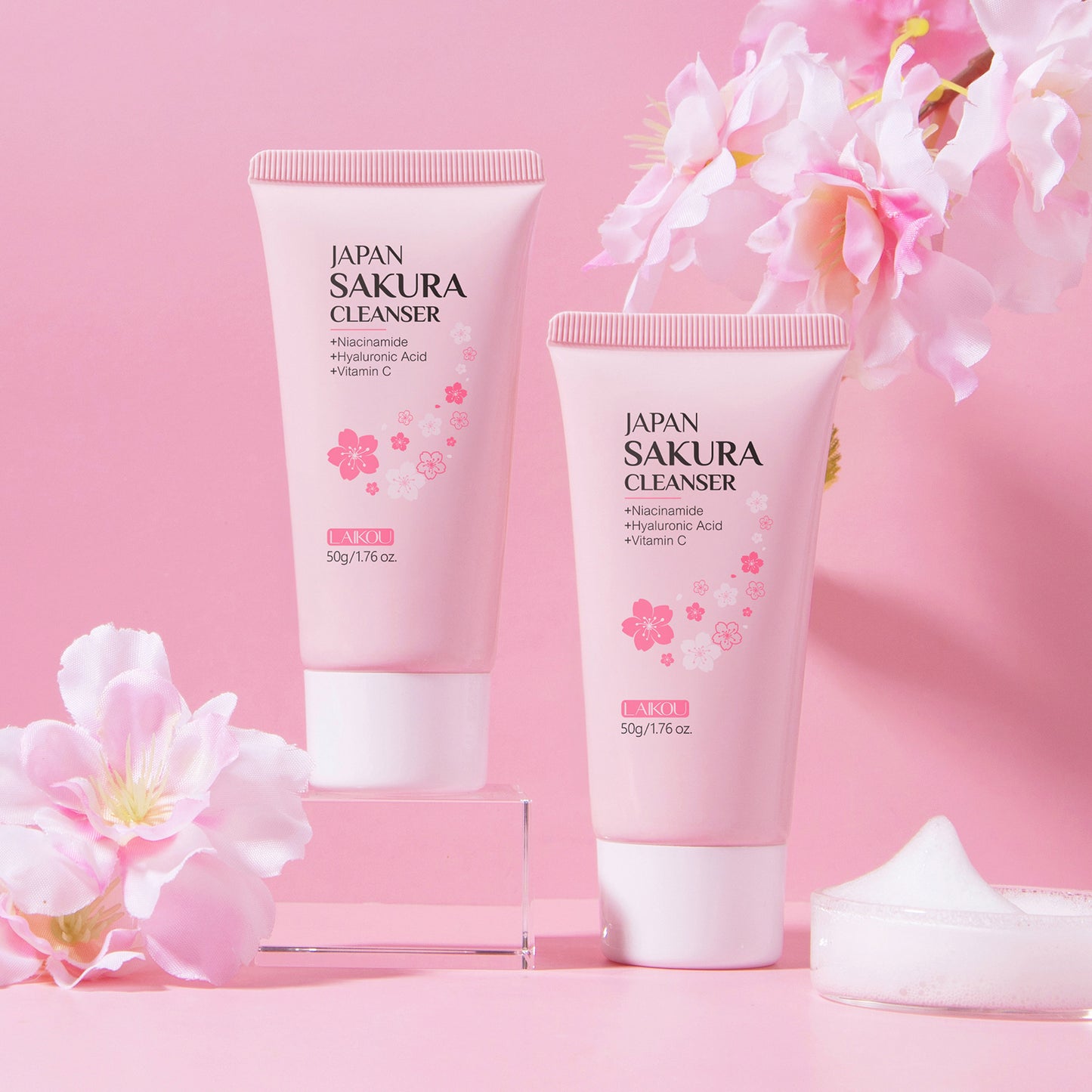 LAIKOU Japan Sakura Collection, Featuring Two Sakura Cleansers 50g