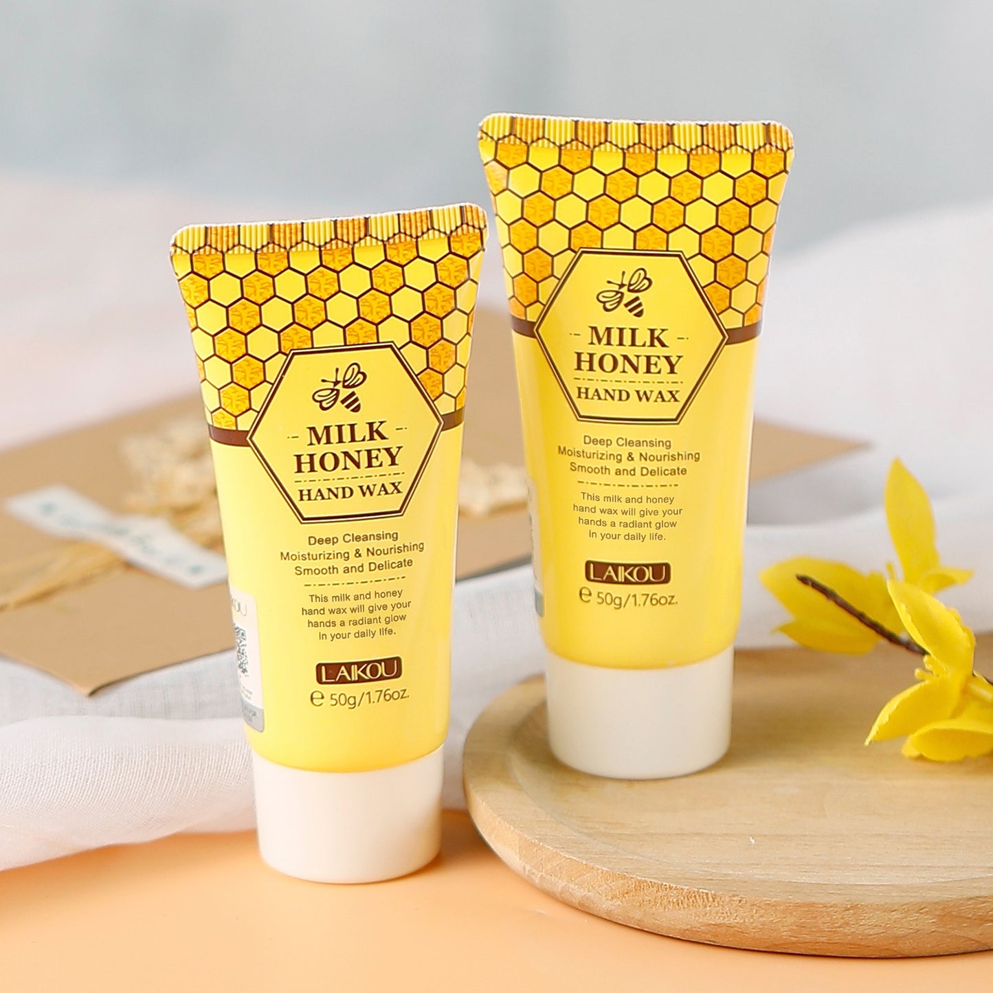 LAIKOU Milk Honey Hand Wax 1.76oz/50g Tear Off Hand Wax- Hydrating Hand Mask