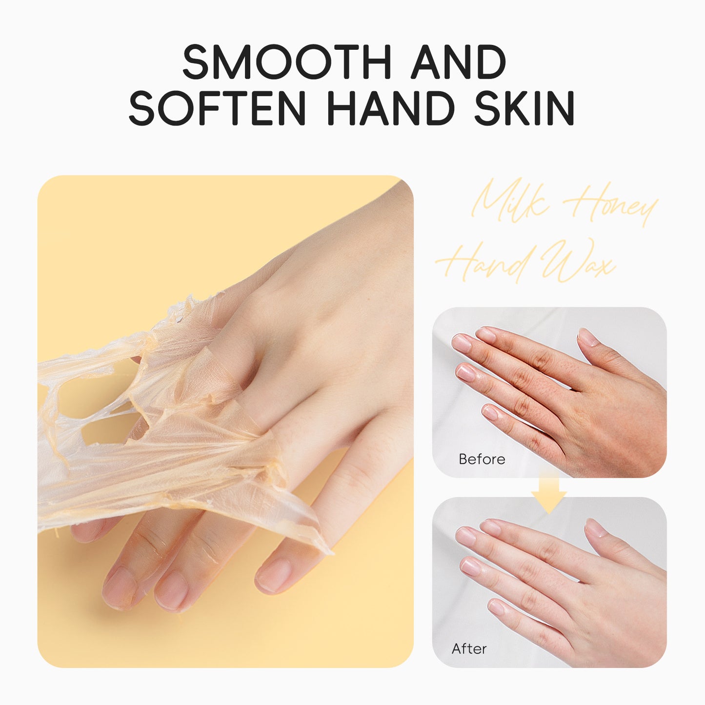 LAIKOU Milk Honey Hand Wax 1.76oz/50g Tear Off Hand Wax- Hydrating Hand Mask