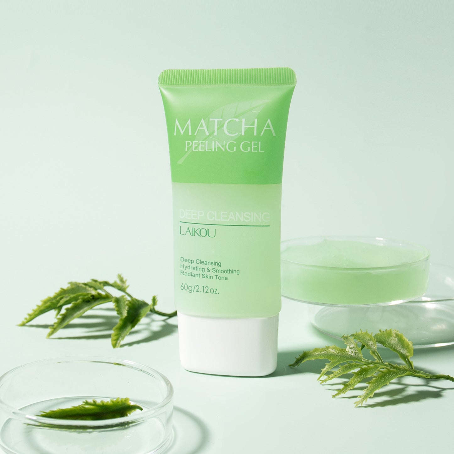 LAIKOU Matcha Peeling Gel for Face, Moisturizing Facial Scrub 60g
