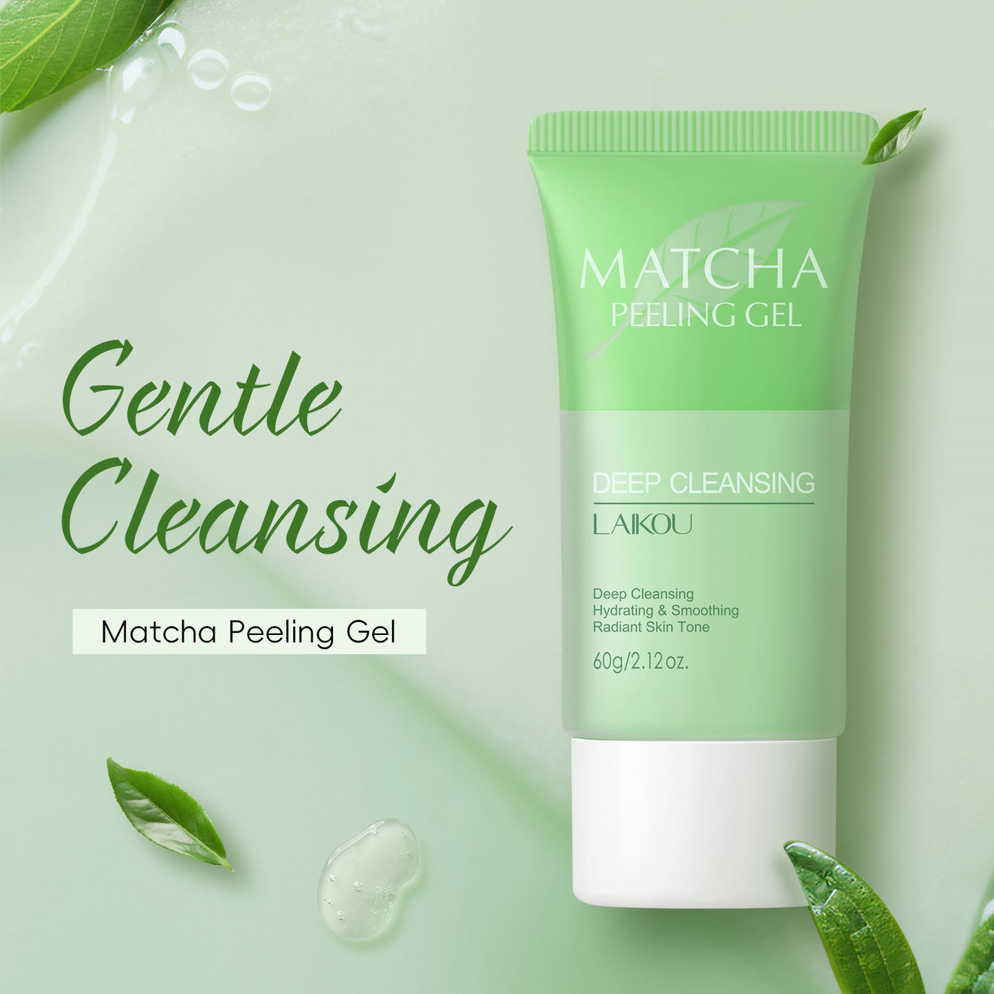 LAIKOU Matcha Peeling Gel for Face, Moisturizing Facial Scrub 60g