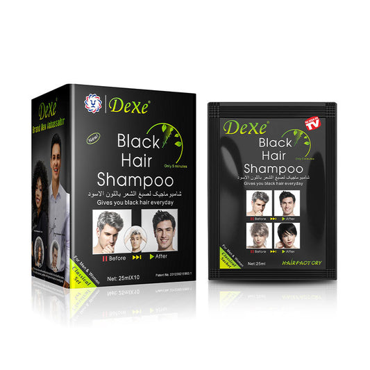 Dexe Black Hair Shampoo for Natural Hair Instant Hair Dye Black Color 25ml*10 bags