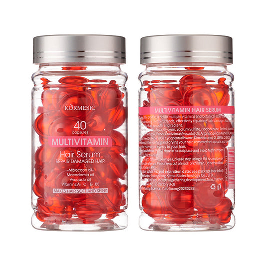 40pcs Hair Care Essential Oil Capsules, Enriched with Vitamins A, C, E & B5, Avocado, Jojoba, And Argan Oil for Smooth Hair, No Need to Rinse, Easy to Carry, Easy to Travel With