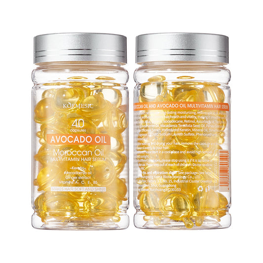 40pcs Hair Care Essential Oil Capsules, Enriched with Vitamins A, C, E & B5, Avocado, Jojoba, And Argan Oil for Smooth Hair, No Need to Rinse, Easy to Carry, Easy to Travel With