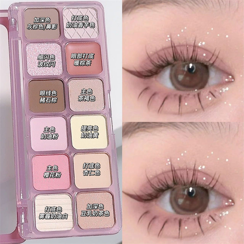 DIKALU 12-Color Eyeshadow Palette: “Raw Neutrals” Matte Earth Tones “Milk Tea” Palette – Authentic Blush
