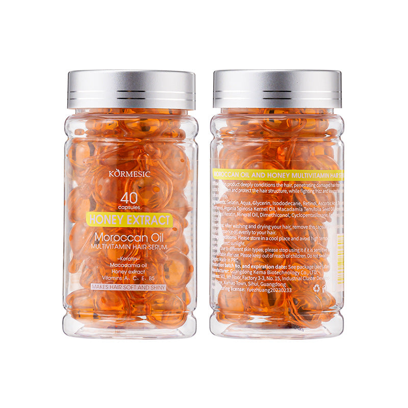 40pcs Hair Care Essential Oil Capsules, Enriched with Vitamins A, C, E & B5, Avocado, Jojoba, And Argan Oil for Smooth Hair, No Need to Rinse, Easy to Carry, Easy to Travel With