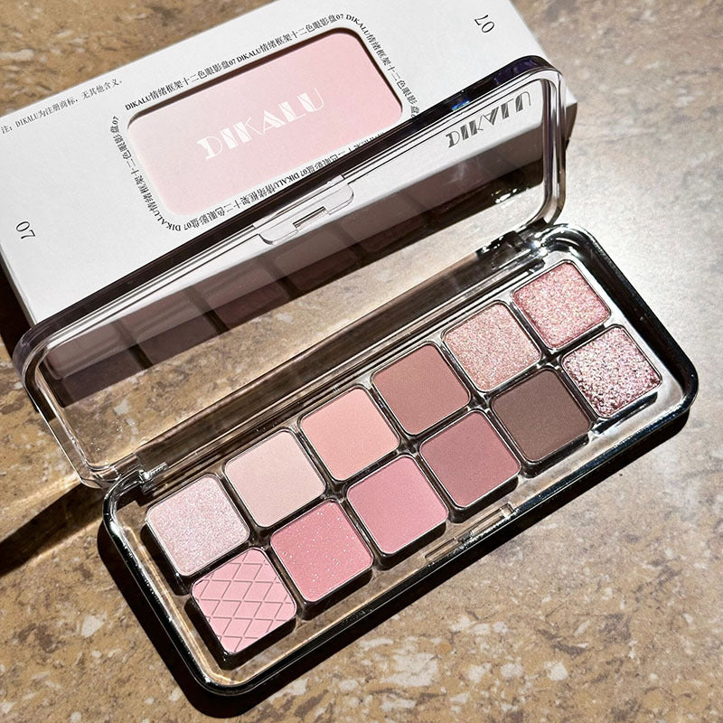 DIKALU 12-Color Eyeshadow Palette: “Raw Neutrals” Matte Earth Tones “Milk Tea” Palette – Authentic Blush