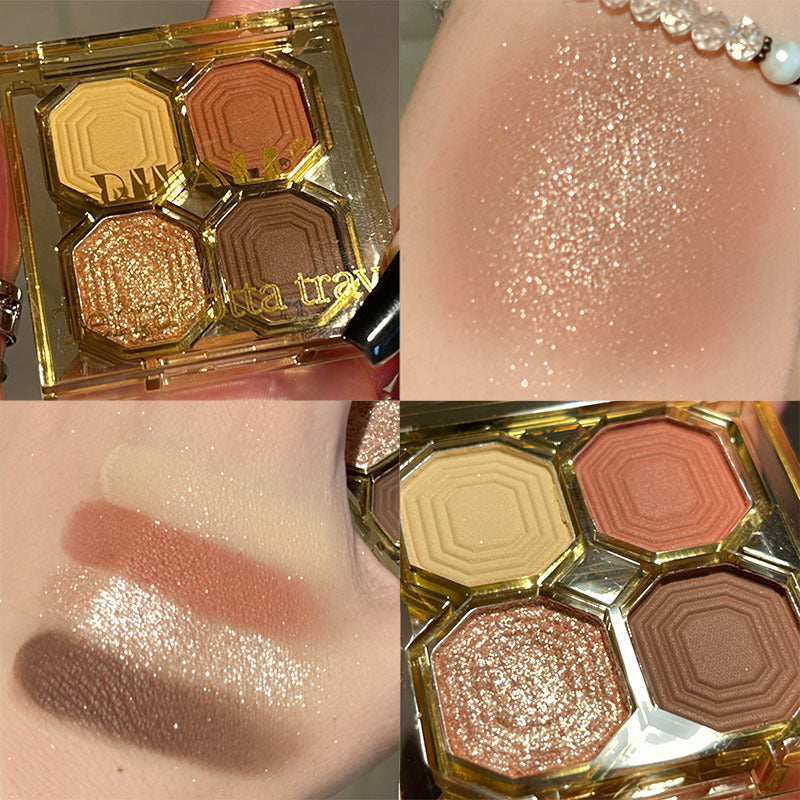 DIKALU Sparkling Gemstone 4-Color Eyeshadow Palette: Shimmer & Matte, Long-Lasting, Everyday Makeup, Affordable Eyeshadow Palette