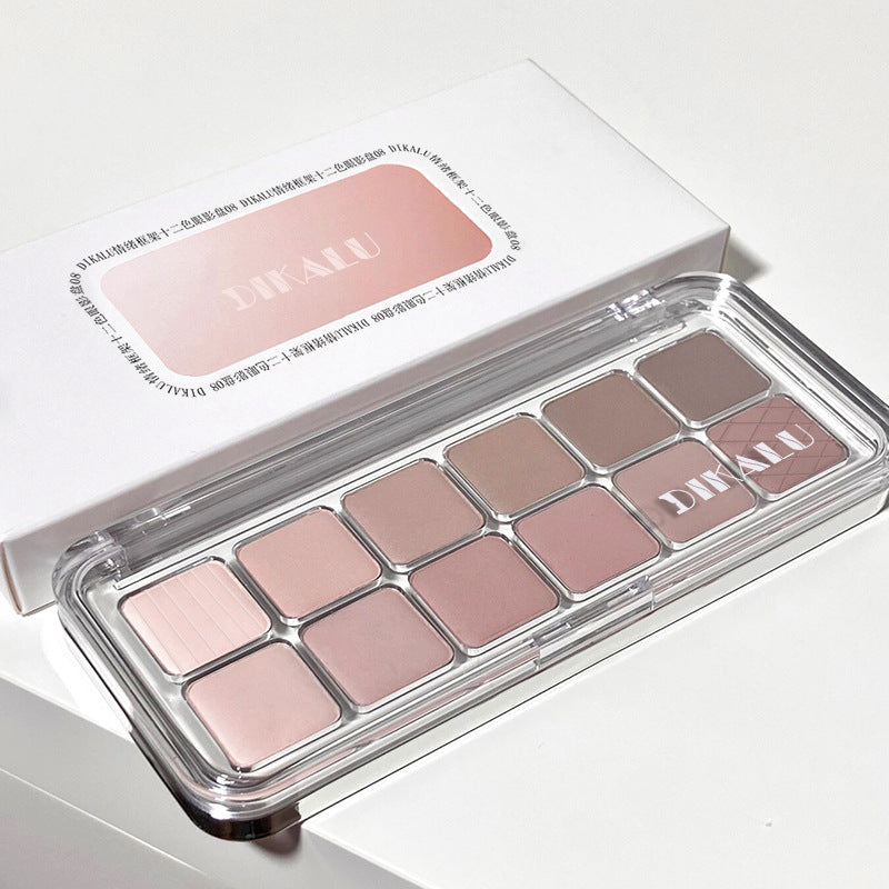 DIKALU 12-Color Eyeshadow Palette: “Raw Neutrals” Matte Earth Tones “Milk Tea” Palette – Authentic Blush