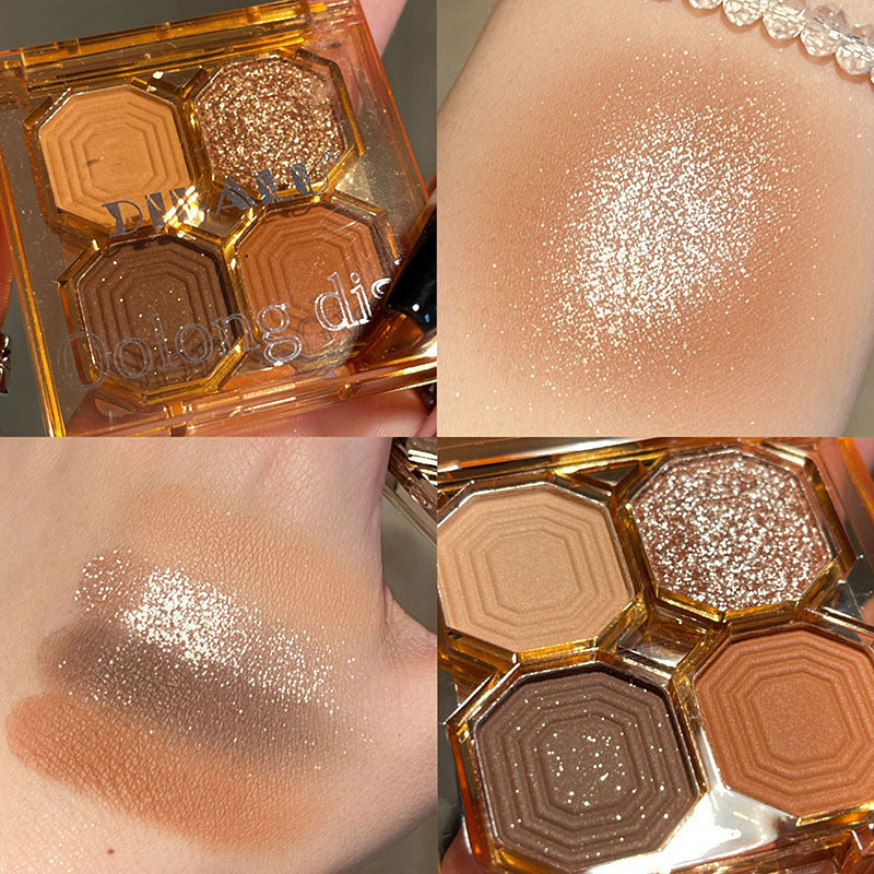 DIKALU Sparkling Gemstone 4-Color Eyeshadow Palette: Shimmer & Matte, Long-Lasting, Everyday Makeup, Affordable Eyeshadow Palette