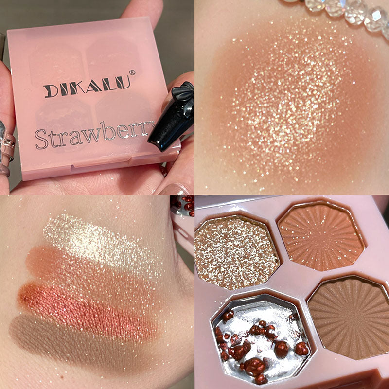 DIKALU Sparkling Gemstone 4-Color Eyeshadow Palette: Shimmer & Matte, Long-Lasting, Everyday Makeup, Affordable Eyeshadow Palette