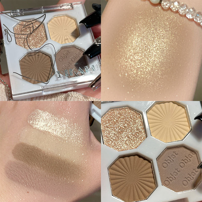 DIKALU Sparkling Gemstone 4-Color Eyeshadow Palette: Shimmer & Matte, Long-Lasting, Everyday Makeup, Affordable Eyeshadow Palette